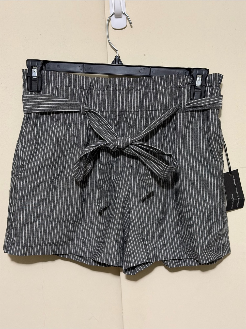 Have Women's Pinstripe Tie-Waist Shorts - Black/White